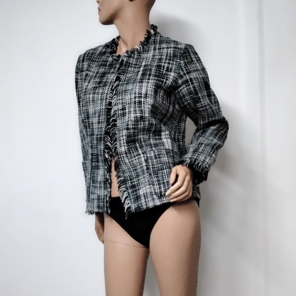 Dialogue Women Tweed Jaquet Blazer Careers Classic Elegant Size 12 Lined Pockets - Picture 4 of 16